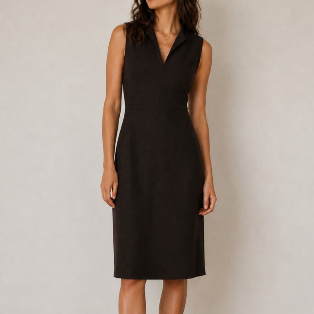 La Via 18 Brown Wool Sheath Midi Dress Cocktail Formal Italy IT 48/ US 12